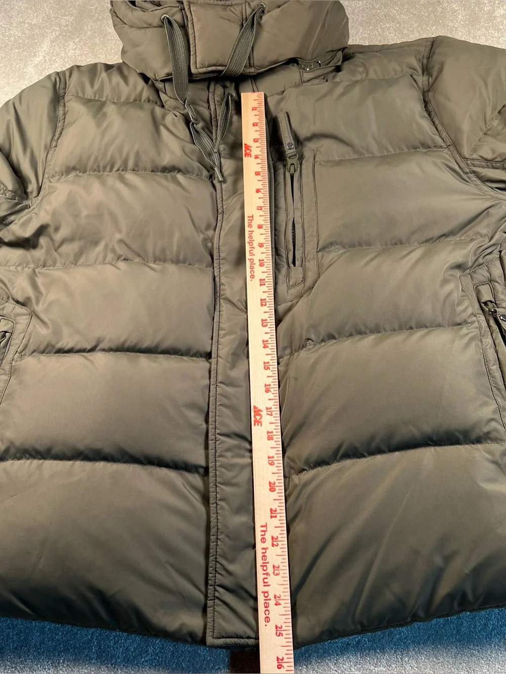 Andrew Marc New York Down Filled Puffer Coat Green Removable Hood Faux Fur XXL
